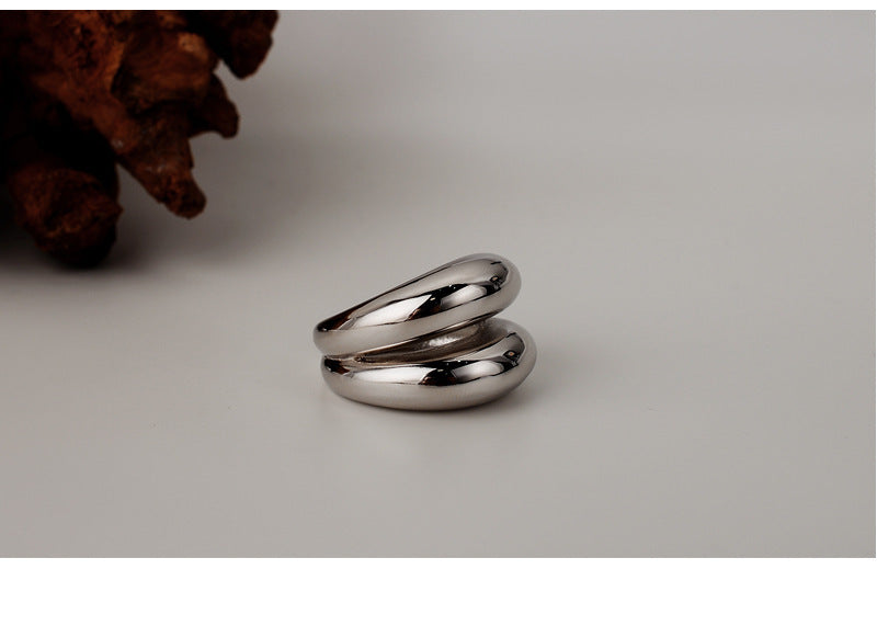 Bague géométrique double en argent 925